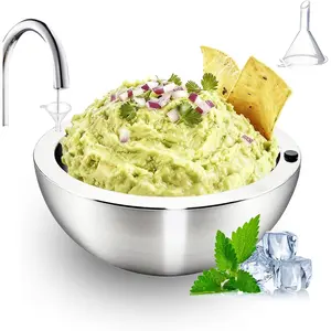 Dip Chiller Bowl 1 Pack- 35oz Large Capacity, Stainless Steel Insulated Party Ice Serving Bowl, Salad Pod for Parties Salsa, Guacamole, Condiments, Sauces,  & Salad Hot or Cold