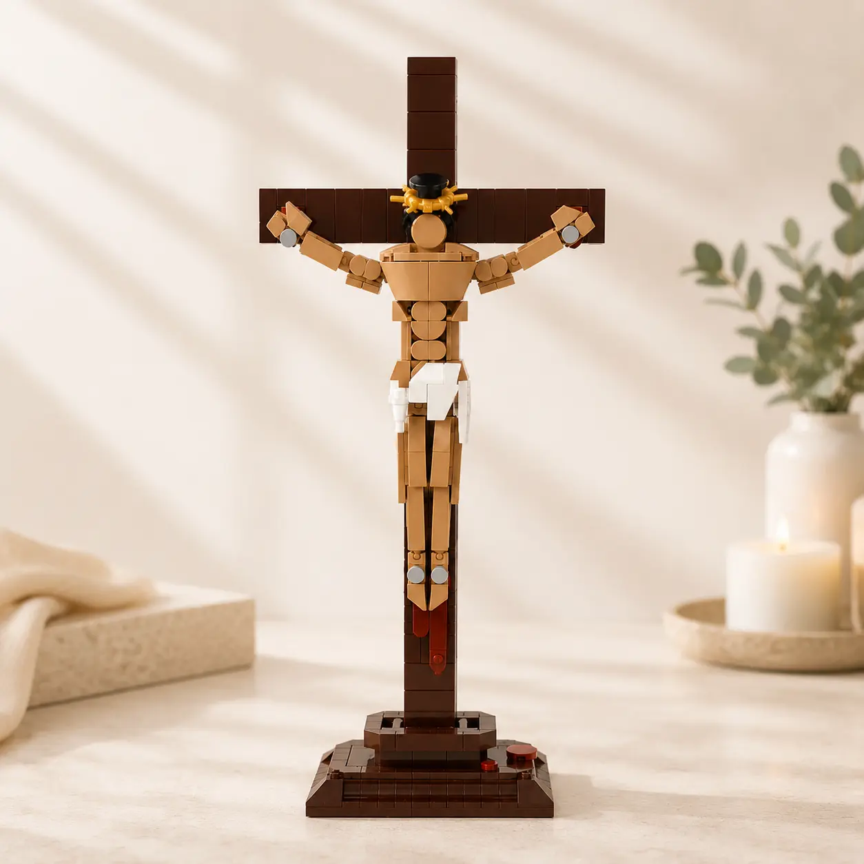 Jesus Cross Building Blocks Set, 340 PCS Christian Crucifixion Display Model for Easter, Church and Home Decor