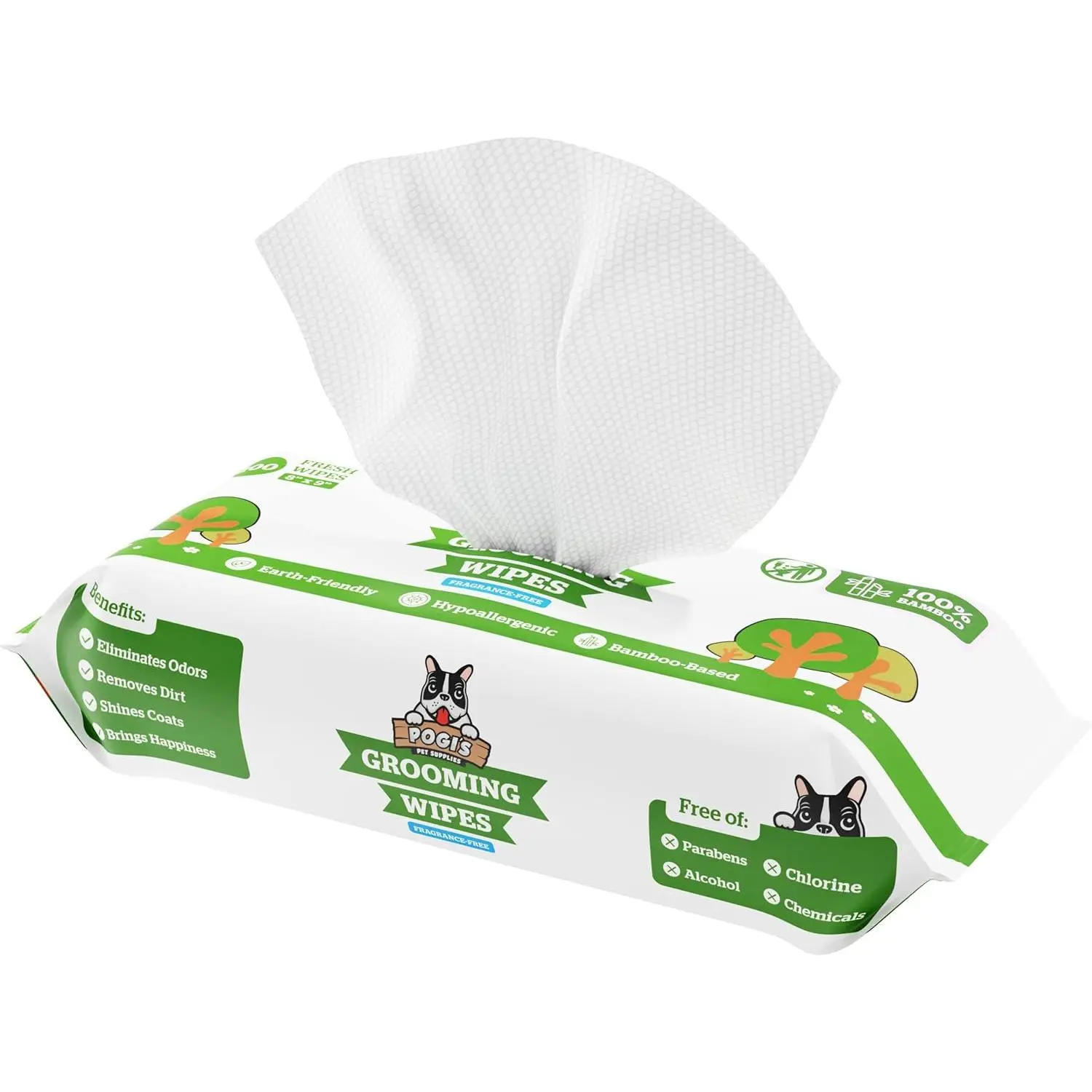 Dog Grooming Wipes – Hypoallergenic Pet Wipes for Paws, Body & Butt – Cleaning & Hydrating, Fragrance Free, 100-Count