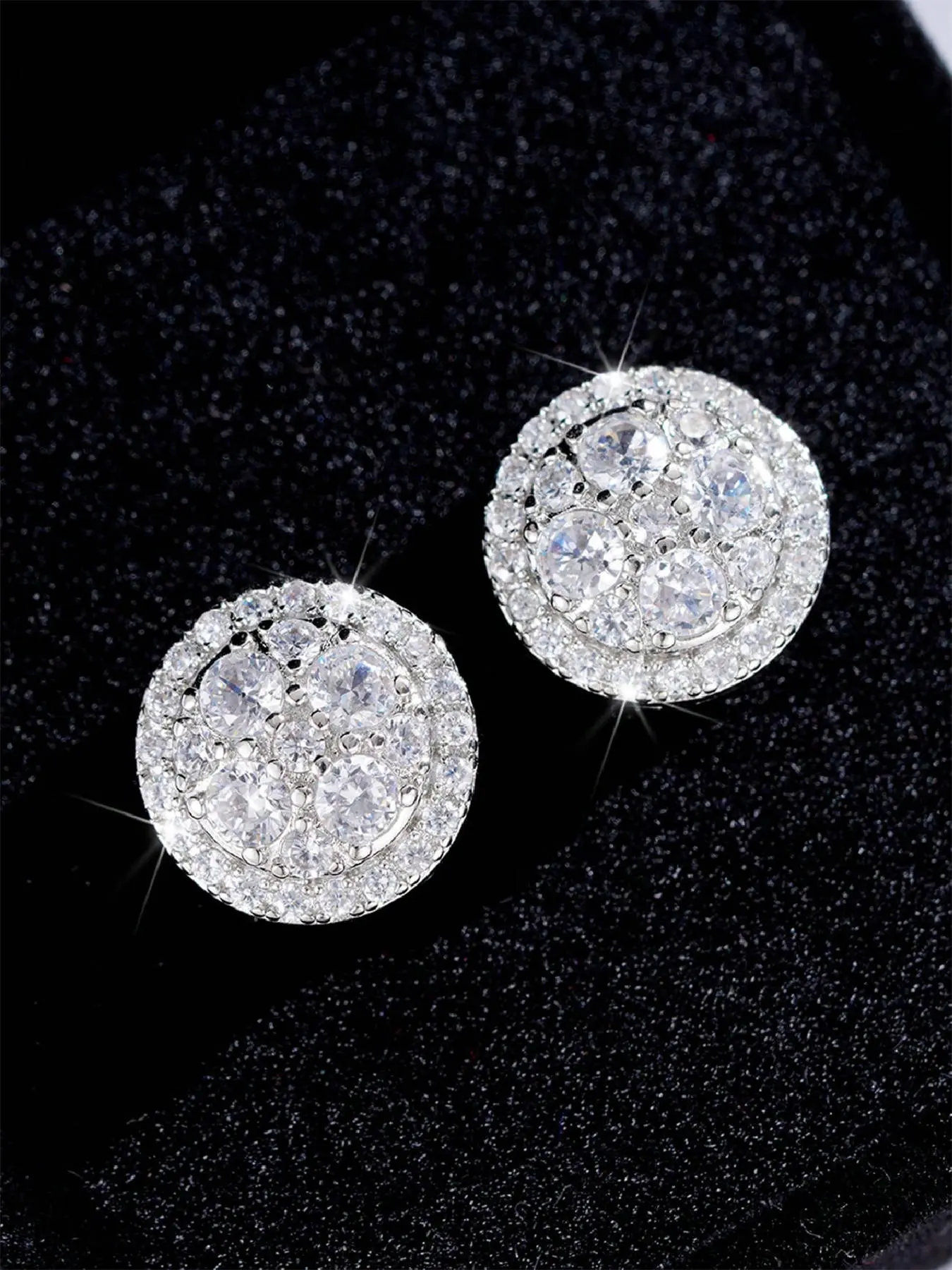 1 Pair Glamorous Cubic Zirconia Stud Earrings For Women For Wedding Engagement Anniversary Party Jewelry Valentine's Day Gift Shining Earrings Valentines Day Jewelry