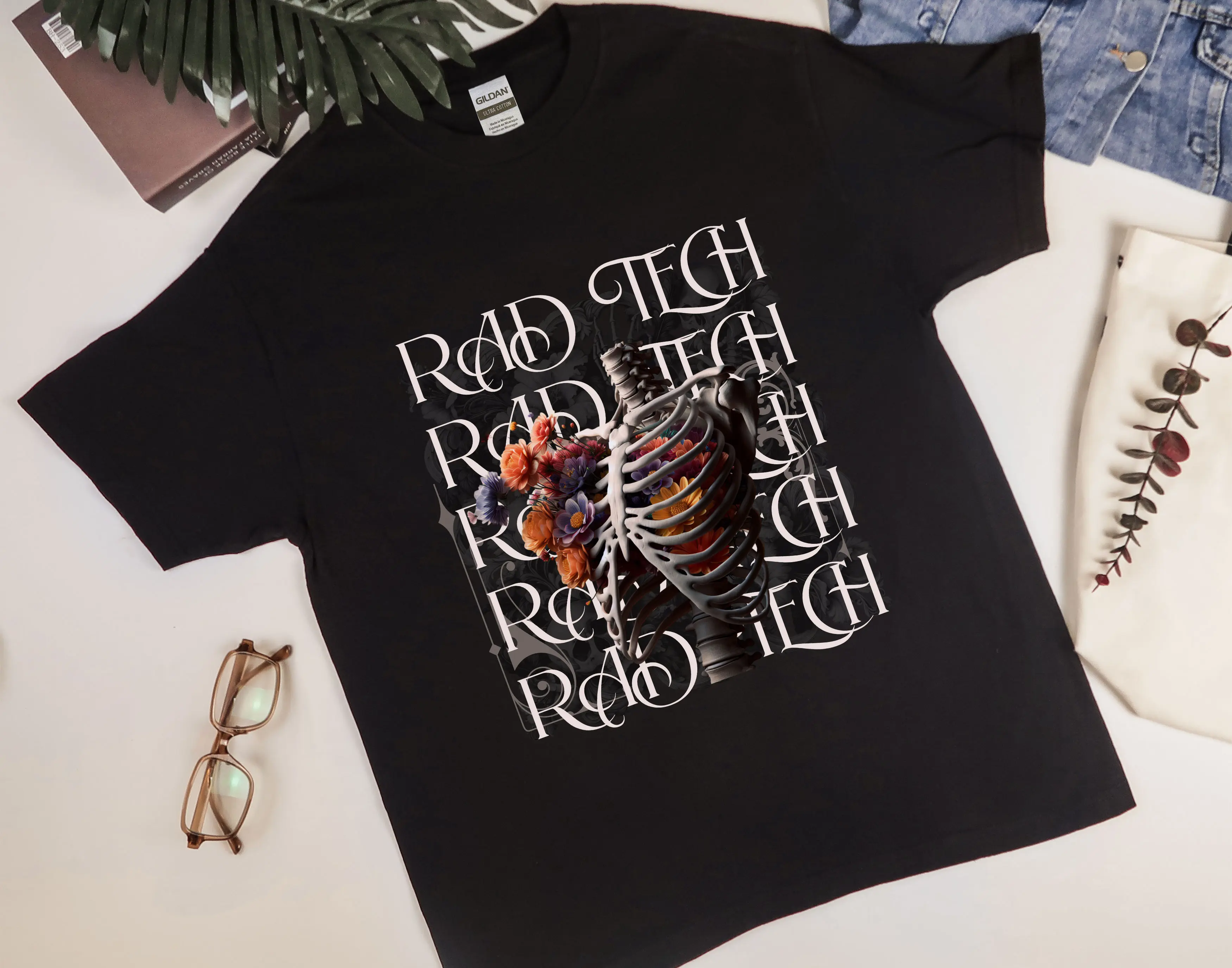 Rad Tech Floral Skeleton Shirt, Radiology Skeleton Shirt, X-ray Tech Shirt, CT MRI Tech Tee, Radiologist Shirts, Radiology Graduation Gift