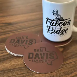 Custom Leather Logo Coaster - Set of Four
