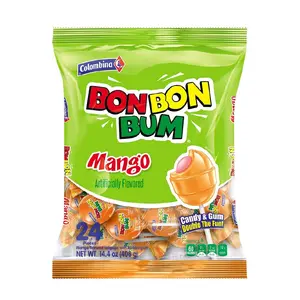 Colombina Bon Bon Bum Mango Artifically Flavored Candy & Gum 24 Pieces 14.4 oz
