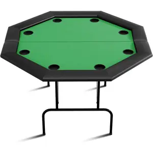 Octagon Poker Table with 8 Cup Holders, Casino Leisure Table for 8 Players, Blackjack Gaming Table with Water-Resistant Cushioned Rail