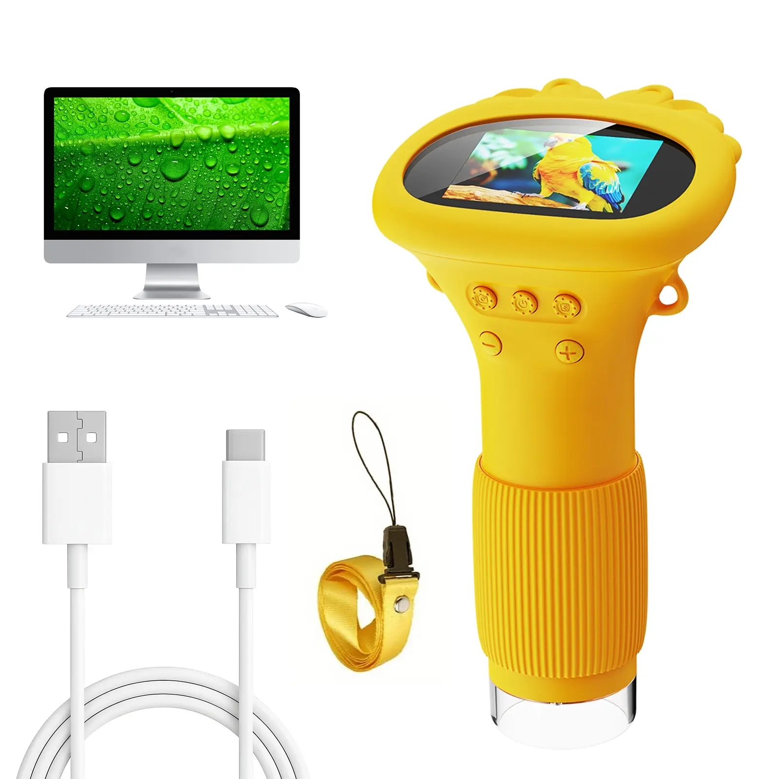 Portable Handheld Microscope, 1 Box Mini Handheld Digital Microscope with 8 Adjustable LED Lights, IPS Screen Electronic Magnifier Learning Tool for Kids & Adults