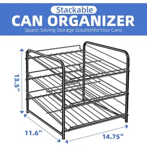 Trending Can Rack Organizer, Stackable Can Storage Dispenser Holds up to 36 Cans for Kitchen Cabinet or Pantry, Black