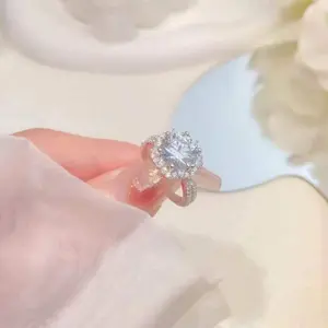 [AA12] Snowflake S925 Sterling Silver Ring（Full Moissanite） Engagement