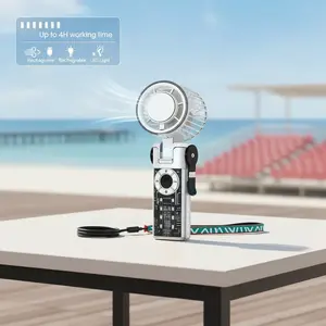 Mini 3-in-1 Portable Handheld Clip Fan, Rechargeable 4000mAh Battery with 5 Speeds, 180° Adjustable Airflow, LED Light & Ice-Cooling USB - Small & Lightweight Travel Fan for World Cup 2026 - Perfect for Mexico-USA-Canada Match Road Trips