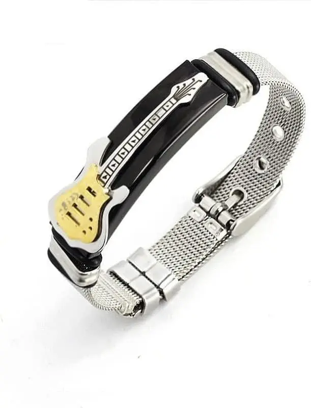 Guitar Bracelet Band Strap  Bracelet,Stainless Steel Bangle Punk Bracelet Jewelry