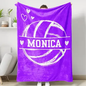 Personalized Volleyball Blanket, Custom Name Soft Cozy Sherpa Fleece Throw Blankets, Gift for Mom, Sister, Girlfriend, Daughter, Team, Kid