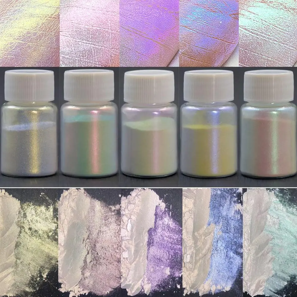 10g White Pearl Nail Glitter Powder - Aurora Pearlscent Dust & Moonlight Mirror Effect Pigment for Manicure Nail Chrome Powder