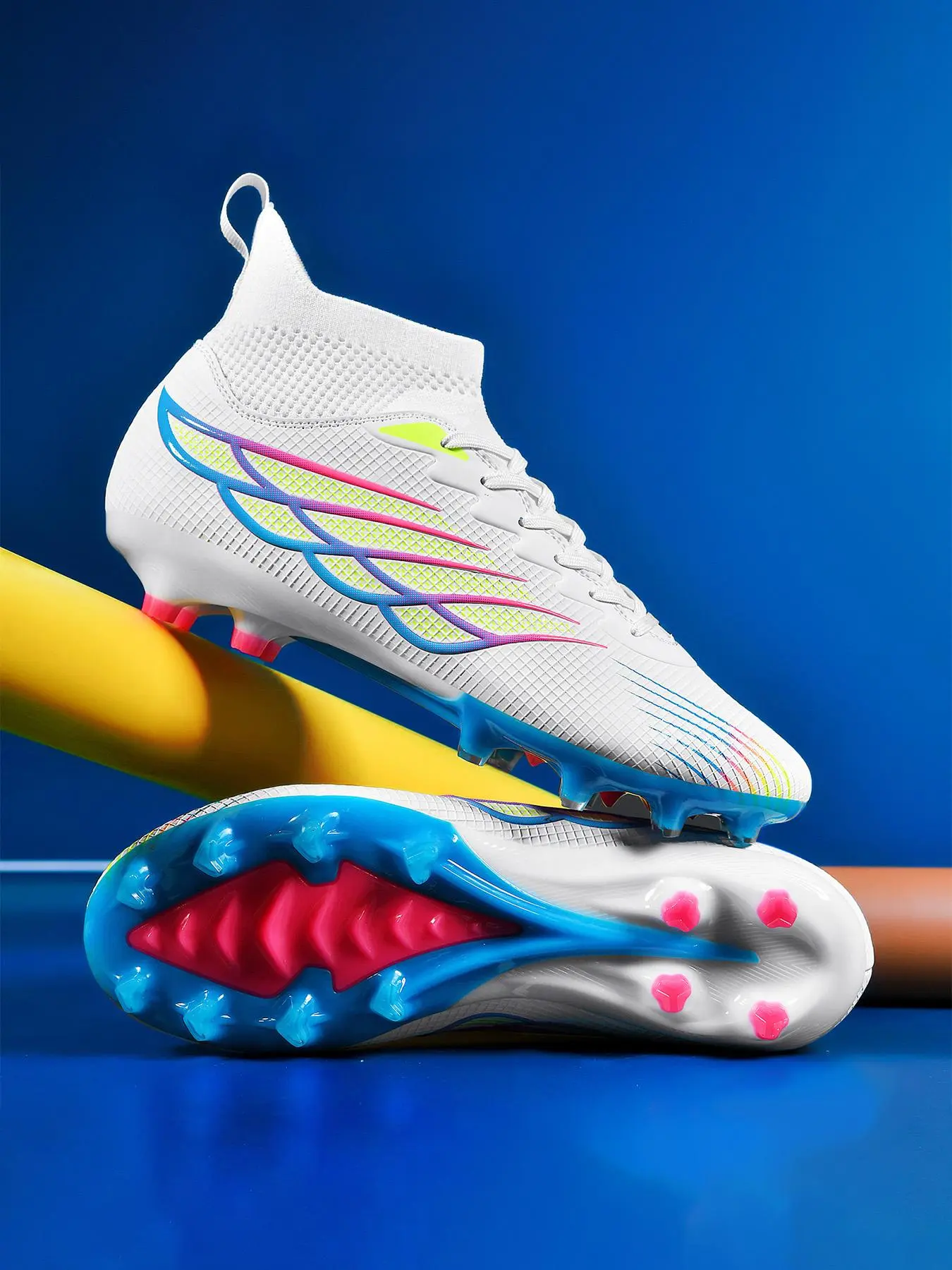 Professional Men's Football Shoes, New AG Spike Boots, Non-slip Adult Breathable High-top Soccer Cleats, Outdoor Lawn Light Football Boots, Competitions Training Shoes, TF Soccer Shoes, Sports Football Shoes