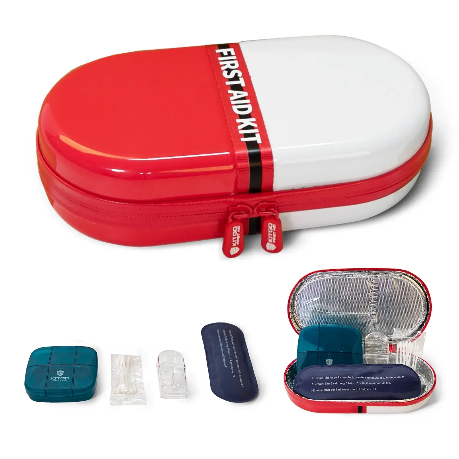 Medical Cooler Travel Case with Ice Bag Dispenser & Pill Box - Insulated Design for Syringe & Diabetic Supplies - Perfect for Essentials & Emergency Use Risen