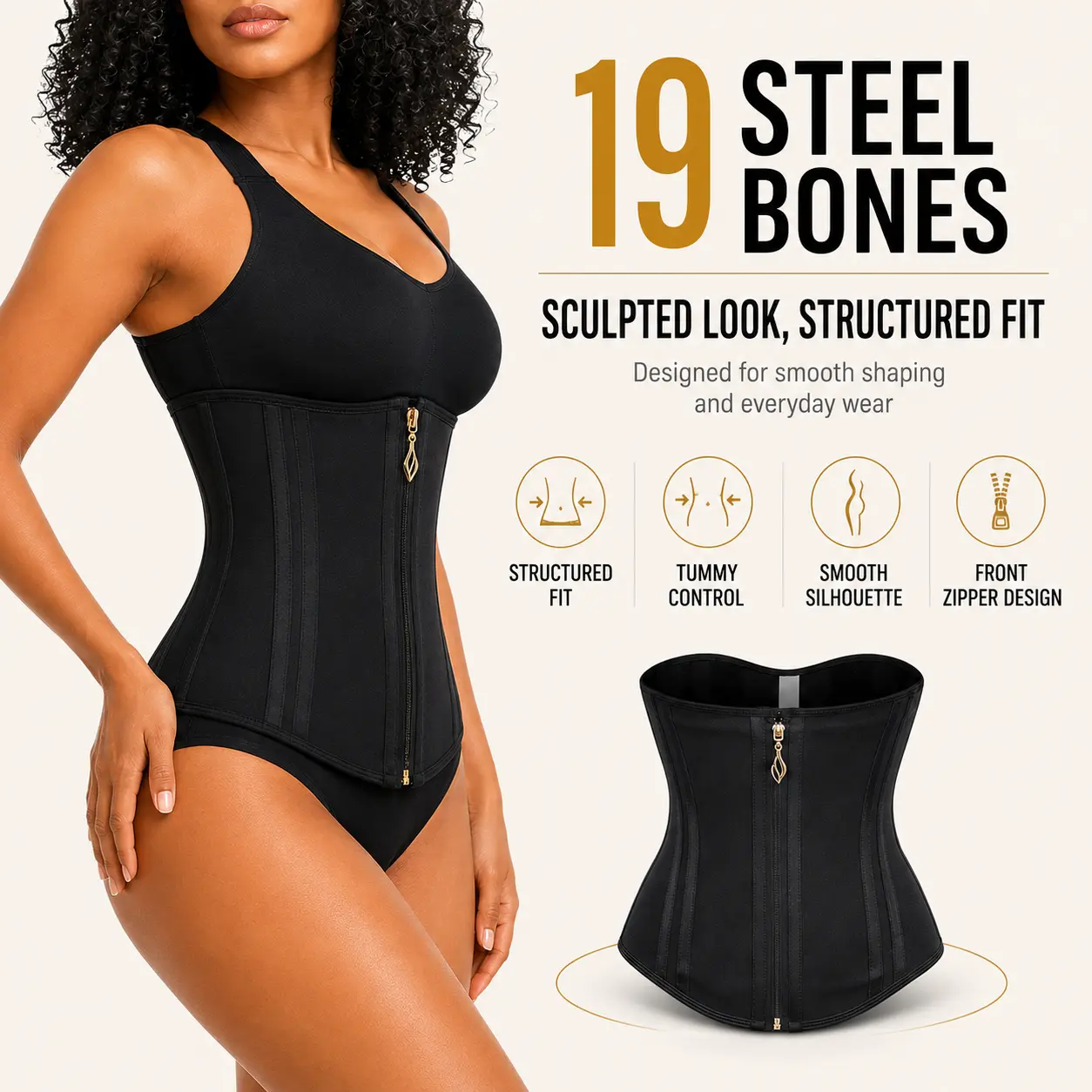 Women's Solid Zipper Waist Trainer, TummyControl Shaper, Body Shapewear, Waist Trainerfor Women, Shaper for Women | control body shaper,tummy control compression,shapewear,waist slimming,high compression bodysuits