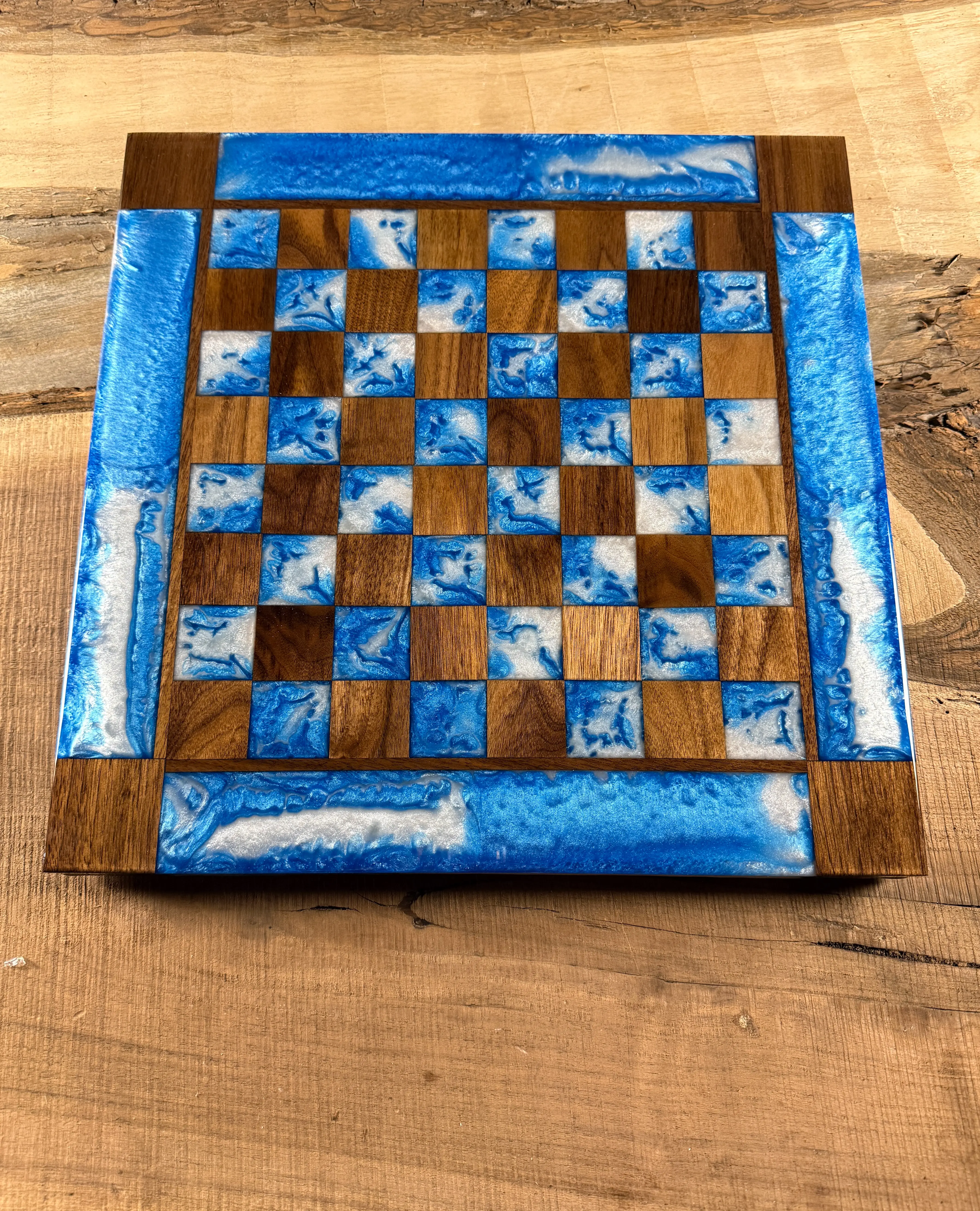 Ocean Cloud Walnut Wood Chess Board (INCLUDES PIECES) Ocean Cloud Walnut Wood Chess Board (INCLUDES PIECES)