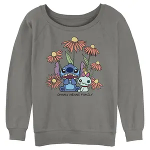 Juniors Womens Lilo & Stitch Floral Scrump and Stitch Sweatshirt