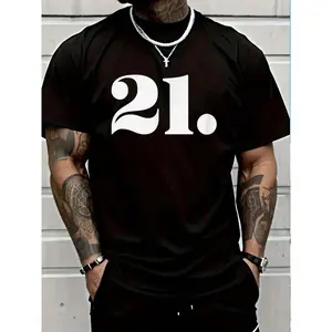 100% Cotton 21st Birthday - 21 Year Old - Number 21 T-Shirt Women's Men's Graphic Tee Crew Neck summer vacation Tops