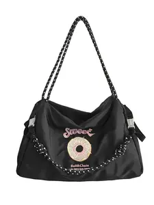 Doughnut Embroidered Tote Bag, Large Capacity, Crossbody & Shoulder Bag, Casual Versatile Commuter Bag, Lightweight Durable, Straps