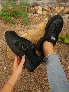 Soft Sole Ultra Comfortable Breathable Non-Slip Casual Shoes, Plain Design Rubber Sole, Perfect for Spring & Fall, Versatile Single Shoe