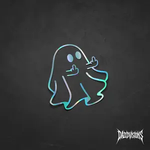 Halloween Middle finger ghost Decal - Water Proof - 3 Inches Wide