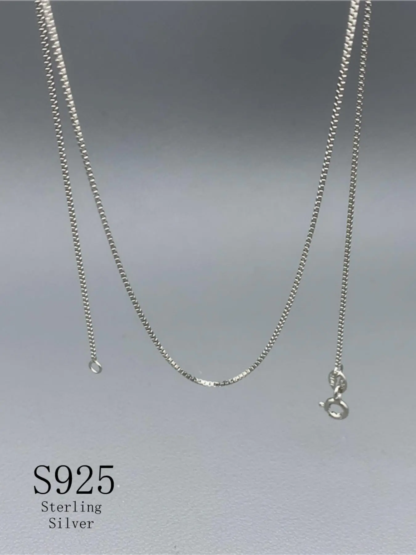 S925 Sterling Silver Chain Necklace, Unisex Fine Box Chain, Fashion Necklace, Versatile, Spring Ring Clasp, Suitable for Men and Women, Elegant Casual Daily Wear, Gift Option, Minimalist Chain Necklaces