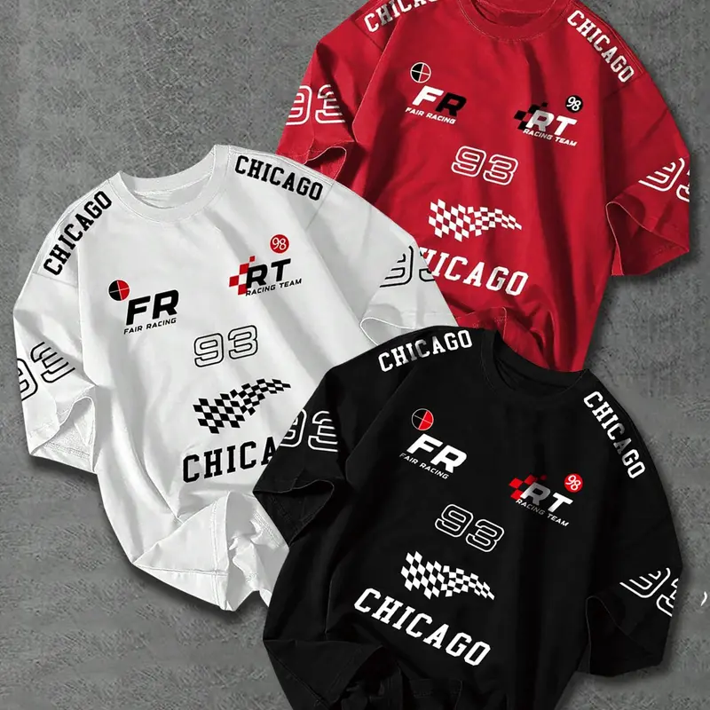 Men's Race Car Print Short Sleeve Pajama Tee, Regular Fit Casual Knit Comfy Round Neck T-shirt for Summer, Men's Sleepwear for Daily Wear, Menswear