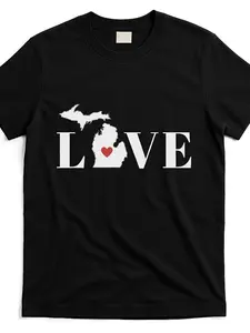 I Love Michigan T Shirt Same Style for Men And Women 2026 Summer Short-Sleeved Printed T-Shirt 180G