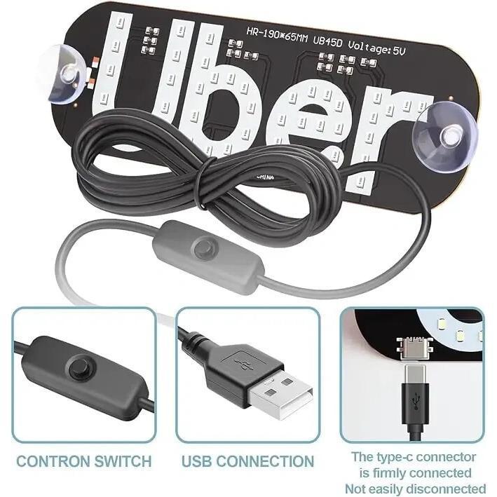 LED Driver Sign USB Rechargeable Light for Rideshare Drivers LED Driver Sign USB Rechargeable Light for Rideshare Drivers