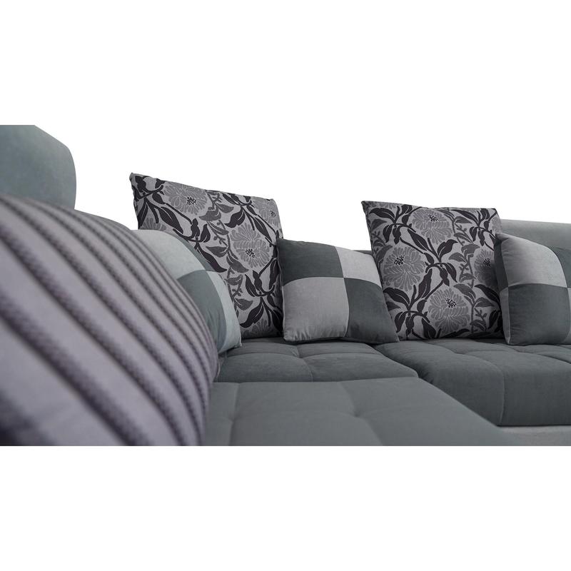 Selena Modular Tufted Sectional With Chaise(Dark Grey & Light Grey)