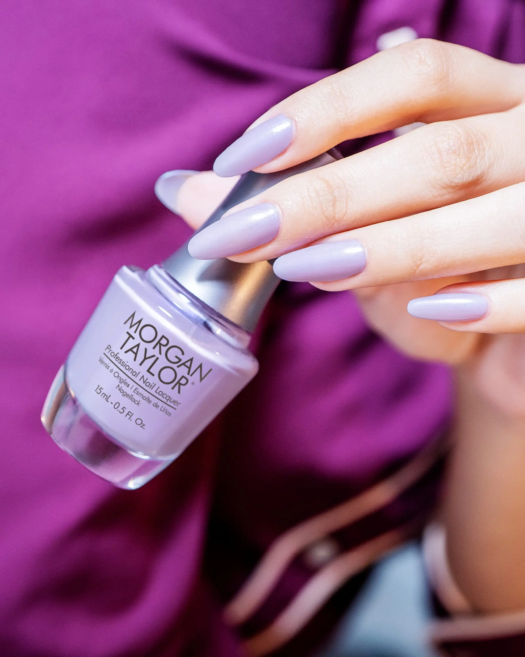 Morgan Taylor All The Queen's Bling - Purple Pearl, Professional Lacquer, Vibrant, Chip-Resistant, Fast-Drying, Long-Lasting, High-Shine, Perfect for Manicures & Pedicure, 15mL.
