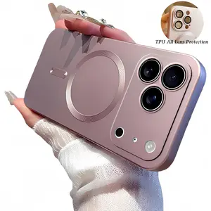 Magsafe Full Camera Protection Case for iPhone 17 Pro Max/Air 16 14 15 13 11 12 Pro Max TPU Soft Magnetic Matte Shockproof Thin Black iPhone 15 Pro Max Case Matte Metallic - Cellphone