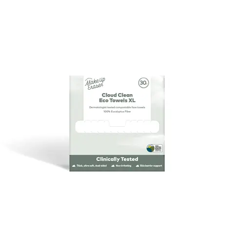 MakeUp Eraser Cloud Clean Eco Towels 30ct - Biodegradable Disposable Face Towels for Sensitive Skin & Acne-Prone Skin