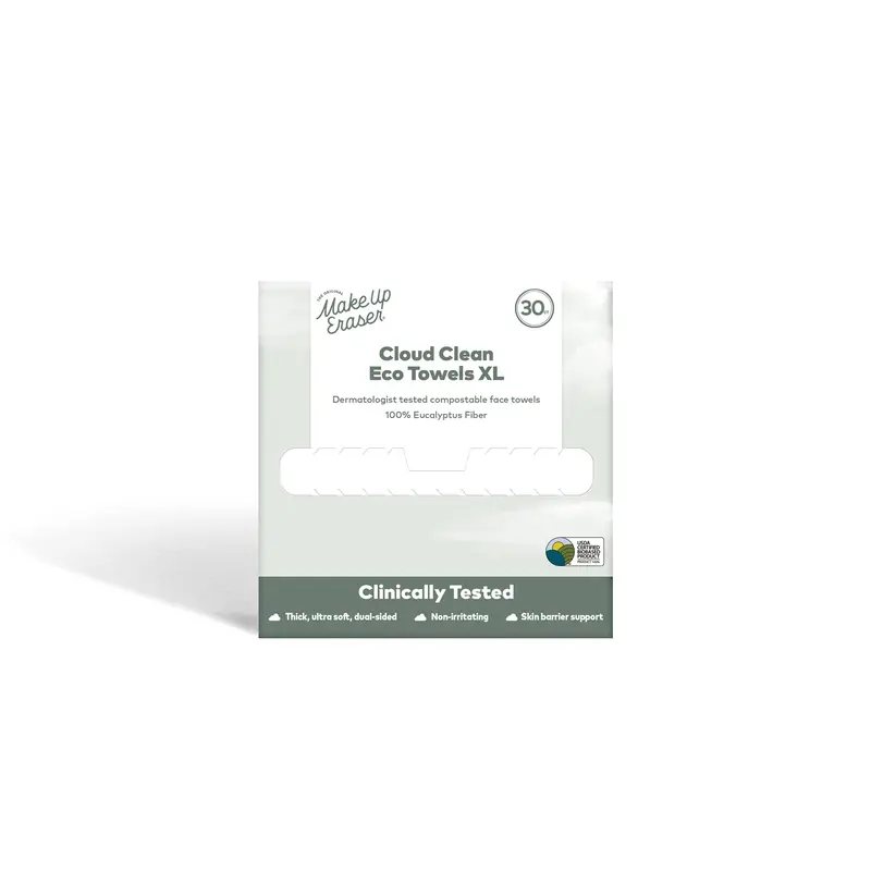 MakeUp Eraser Cloud Clean Eco Towels 30ct - Biodegradable Disposable Face Towels for Sensitive Skin & Acne-Prone Skin