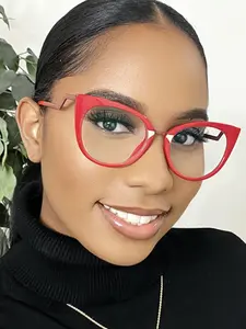 Women's Tr90 Cat Eye Anti-Blue Light Glasses, Metal Hinge, Transparent Lenses, Ideal for Computer Reading Gaming TV Phone Use