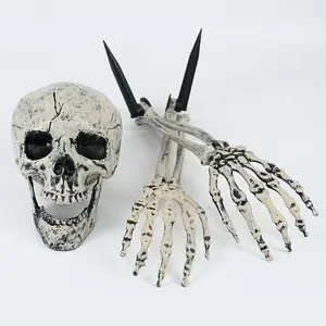 Skull Skeleton Head Human Hand Arms Home Garden Lawn Halloween Realistic Decor