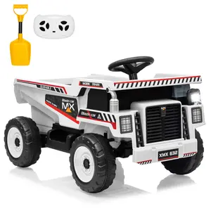 12V Kids Ride On Dump Truck, Electric Construction Vehicle with Remote Control, Dump Bed,Suspension,LED Lights & Music