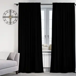 Single-sided classic black blackout curtains, easy to hang with rod mouth design, multi-size optional, lightweight fabric, local cleaning, 100% blackout, heat insulation and sound protection, suitable for bedroom, Privacy Grommet Curtains