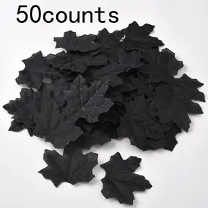 Artificial Maple Leaf, 50pcs/set Fake Maple Leaf, Halloween Decoration, DIY Decorative Leaf for Home Halloween Party Festival, Home Decor Supplies