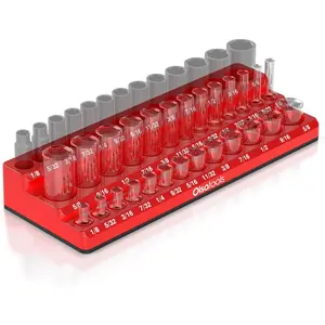 Organizer (1/4-Inch Drive, 3 Row) - Tool Organizer & Holder - Tool Box Organizers - SAE Red - Holds 39 - - Part: 1545