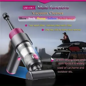 Portable 50-watt 4-in-1 multi-functional cordless portable wireless vacuum cleaner, with suction power of 6500 Pa, equipped with an efficient air filter and stainless steel filter screen, and featuring a 4000 mAh lithium battery. A household cleaning tool