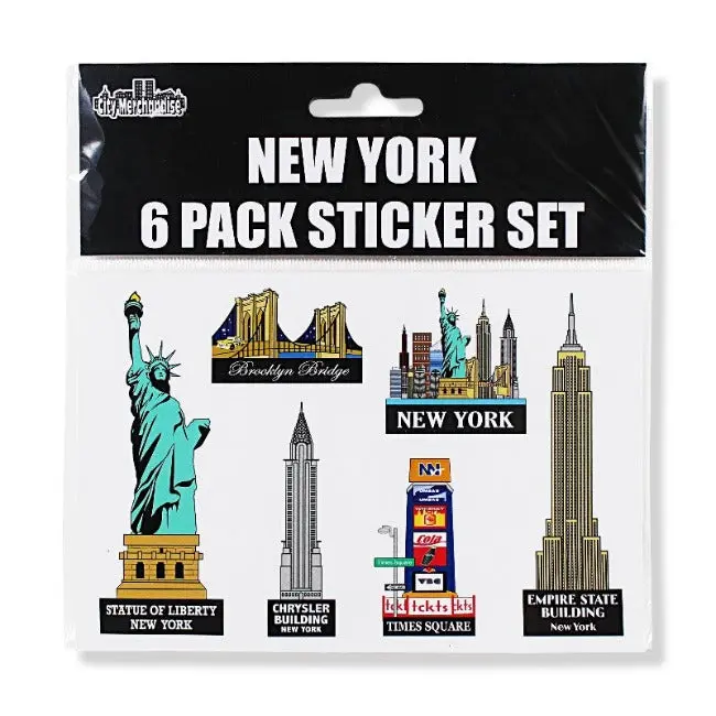 6 Mini-Sticker Set "NEW YORK" Monuments New York Sticker | NY Decals