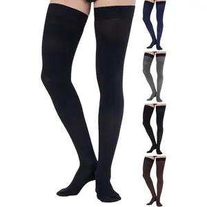 Thigh High Compression Socks for Men 20-30 mmHg - Full Length Compression Support Over Knee Stockings - Black, 4X-Large