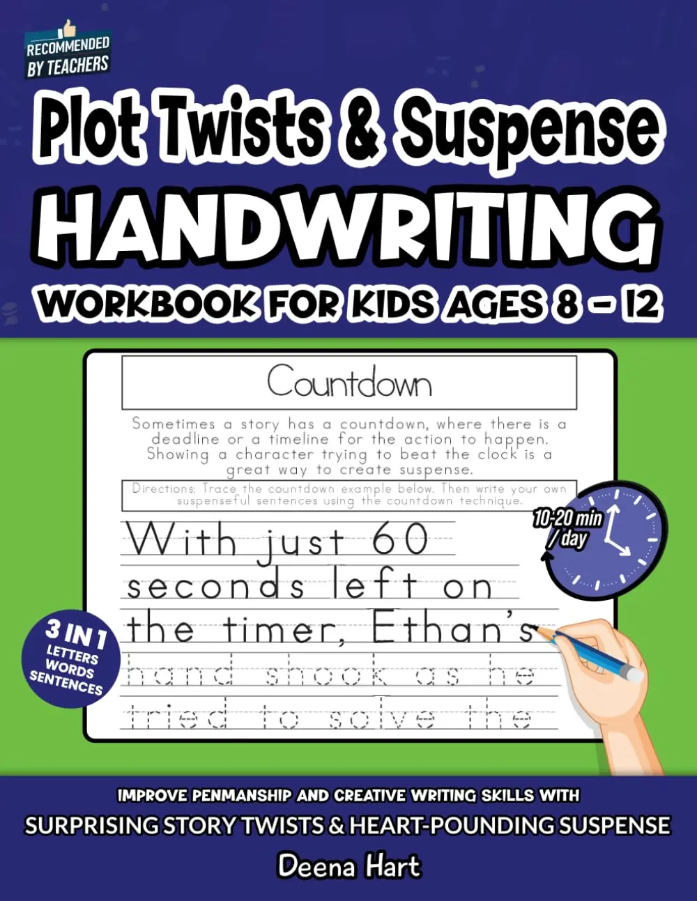 Plot Twists & Suspense Handwriting Workbook for Kids Ages 8-12: Improve Penmanship and Creative Writing Skills with Surprising Story Twists