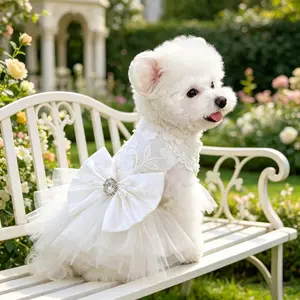 Small Dog Wedding Dress, Lightweight Pet Bridal Gown, Cat Princess Skirt, Spring Summer Clothing, Animal Wedding Attire