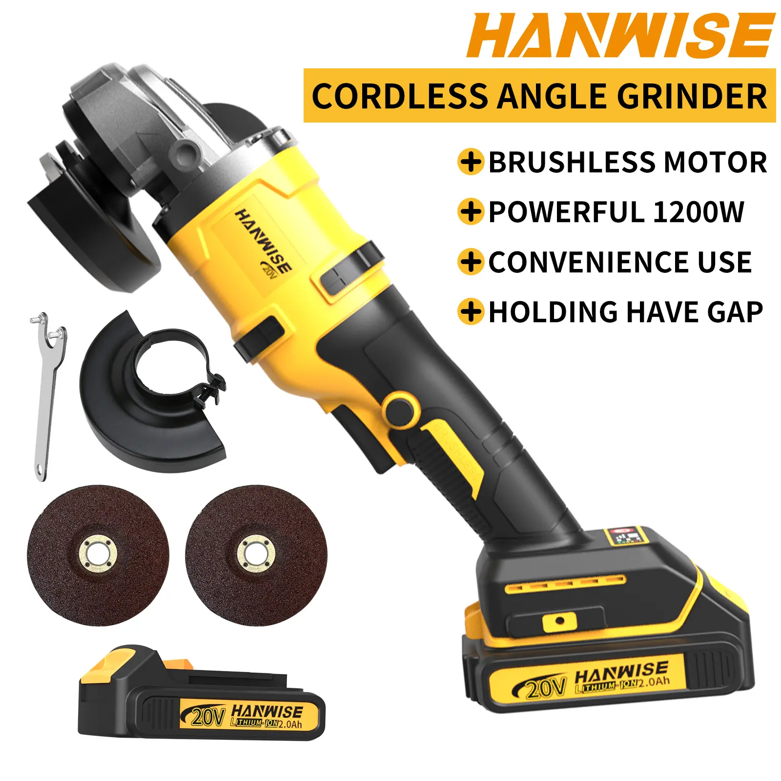 HANWISE new rechargeable angle grinder, lightweight and multifunctional ...