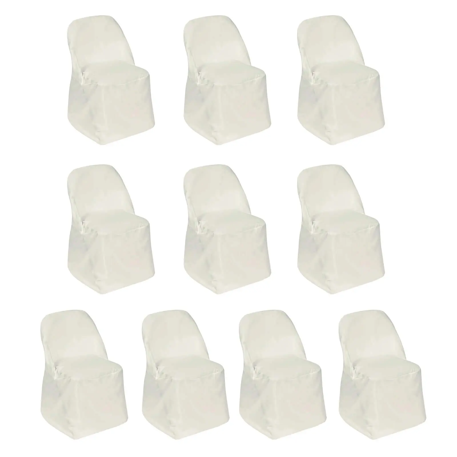 10 Pack Polyester Chair Covers for Folding Chairs Ivory - Wrinkle-Free Stain-Resistant Slip-On Slipcovers, Chair Covers Set, Washable Chair Protector