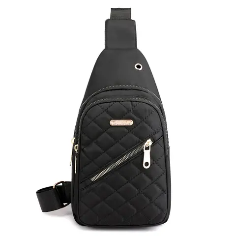 Women's Chic Water Resistant Nylon Hip Bum Bag - Adjustable Strap, Multiple Pockets, Zip Closure, Compact Hands-Free Crossbody Sling Pouch - Ideal for Casual Outing, Everyday Carry