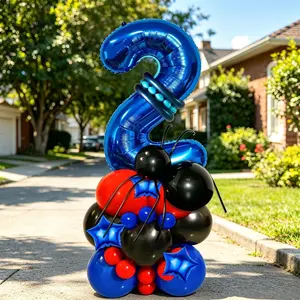 Spider Theme Birthday Balloon Set, 39 Pieces, Includes 32 Inch / Numbers, Star Foil, DIY Strips, Latex Balloons, Party Balloons Decorations, Perfect for Parties, Birthday Decorations, Balloon Kit