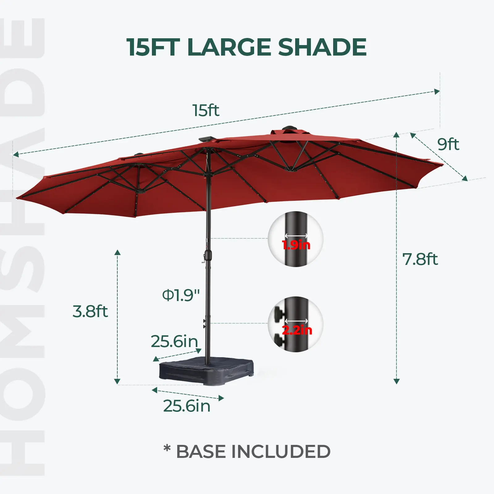 15ft-Red-With Base
