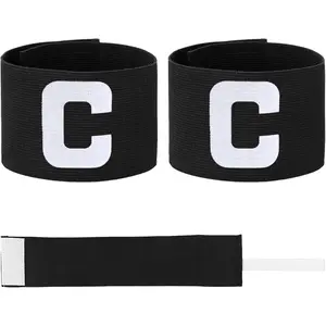 2 count Captain Armbands, 7x33 /2.75x13 Inch Black Soccer Captain Armband Adjustable Leader Armband Team  Armband Football Rugby Basketball Player Band for Adult Youth Soccer Volleyball Team